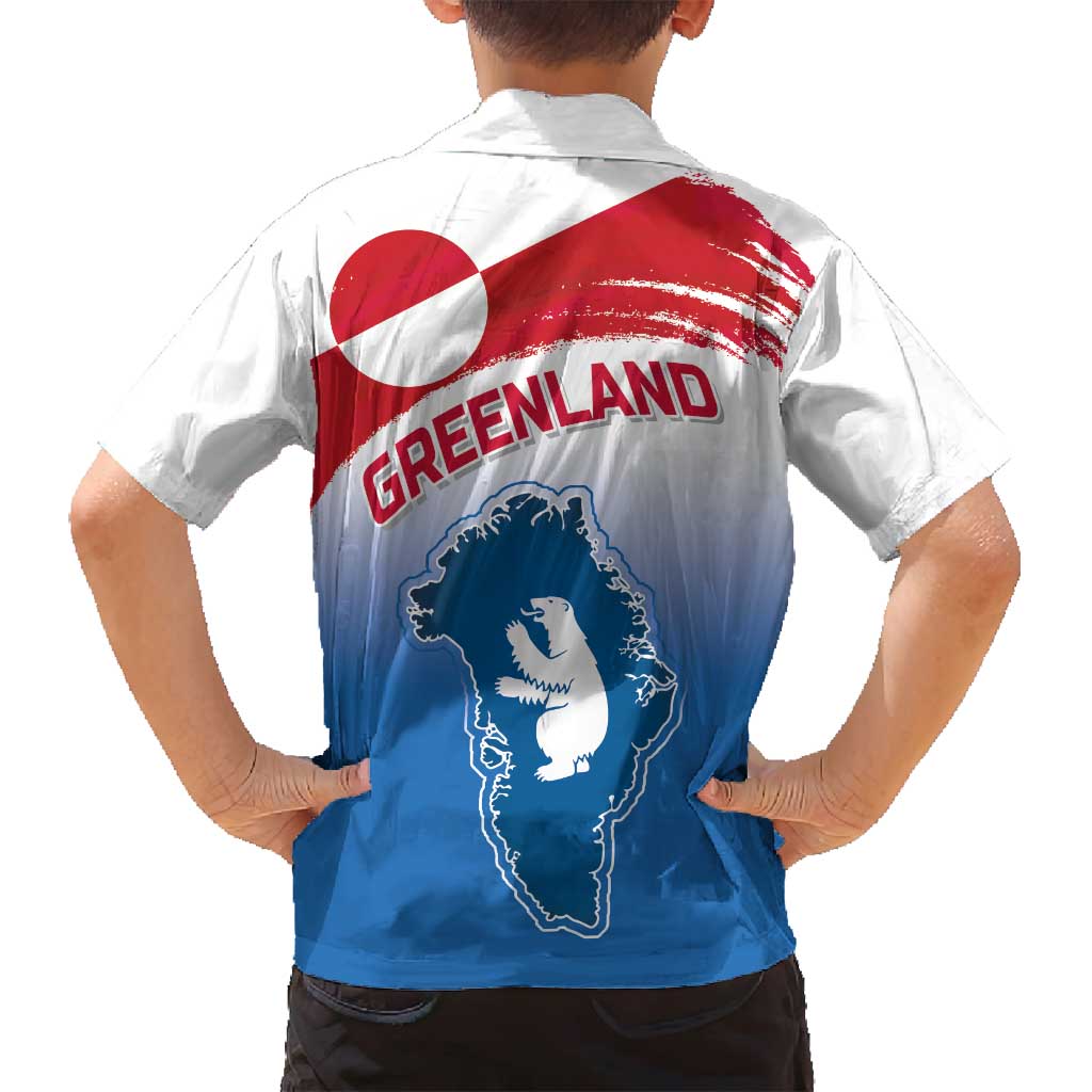 Greenland National Day Family Matching Off Shoulder Maxi Dress and Hawaiian Shirt National Country Flag and Emblem with The Map