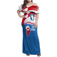 Greenland National Day Family Matching Off Shoulder Maxi Dress and Hawaiian Shirt National Country Flag and Emblem with The Map