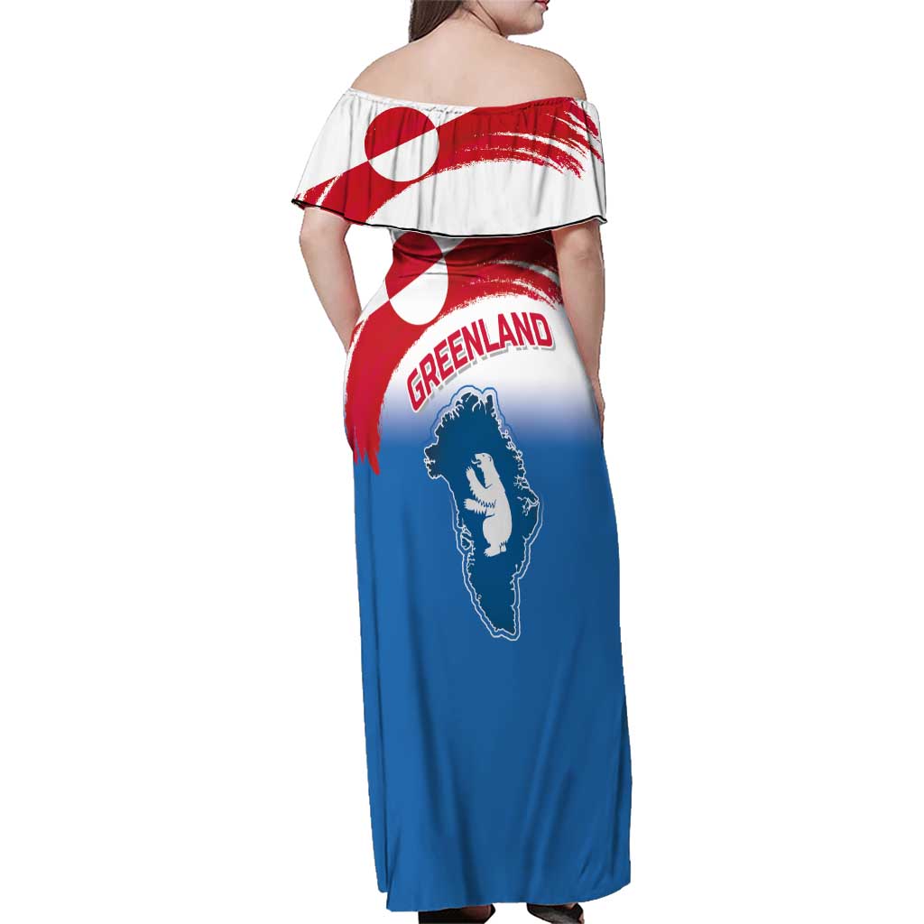 Greenland National Day Family Matching Off Shoulder Maxi Dress and Hawaiian Shirt National Country Flag and Emblem with The Map