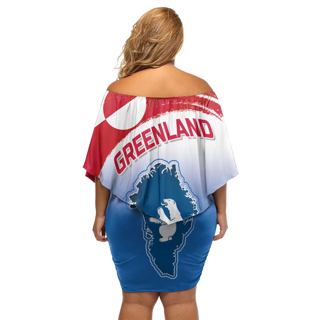 Greenland National Day Family Matching Off Shoulder Short Dress and Hawaiian Shirt National Country Flag and Emblem with The Map
