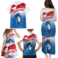 Greenland National Day Family Matching Puletasi and Hawaiian Shirt National Country Flag and Emblem with The Map