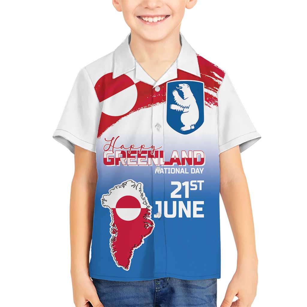 Greenland National Day Family Matching Tank Maxi Dress and Hawaiian Shirt National Country Flag and Emblem with The Map