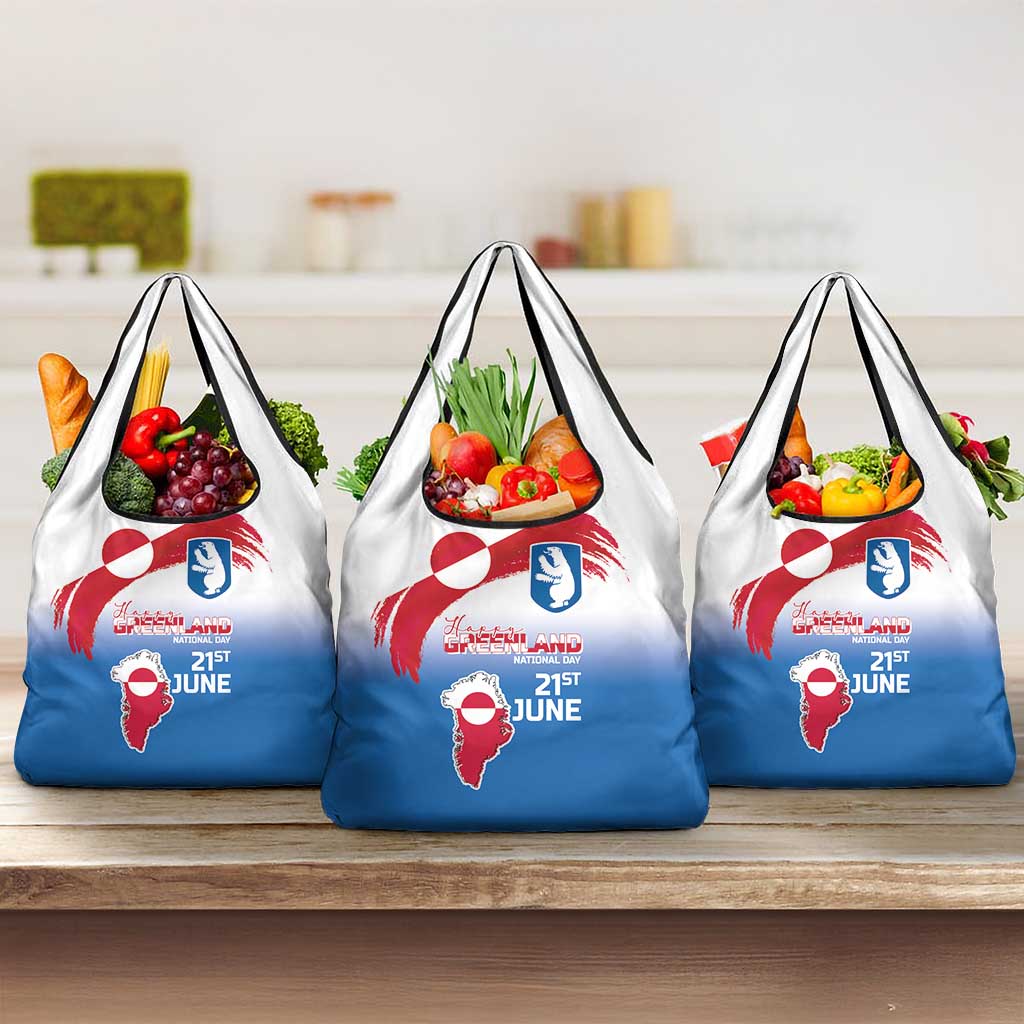 Greenland National Day Grocery Bag National Country Flag and Emblem with The Map