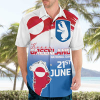 Greenland National Day Hawaiian Shirt National Country Flag and Emblem with The Map