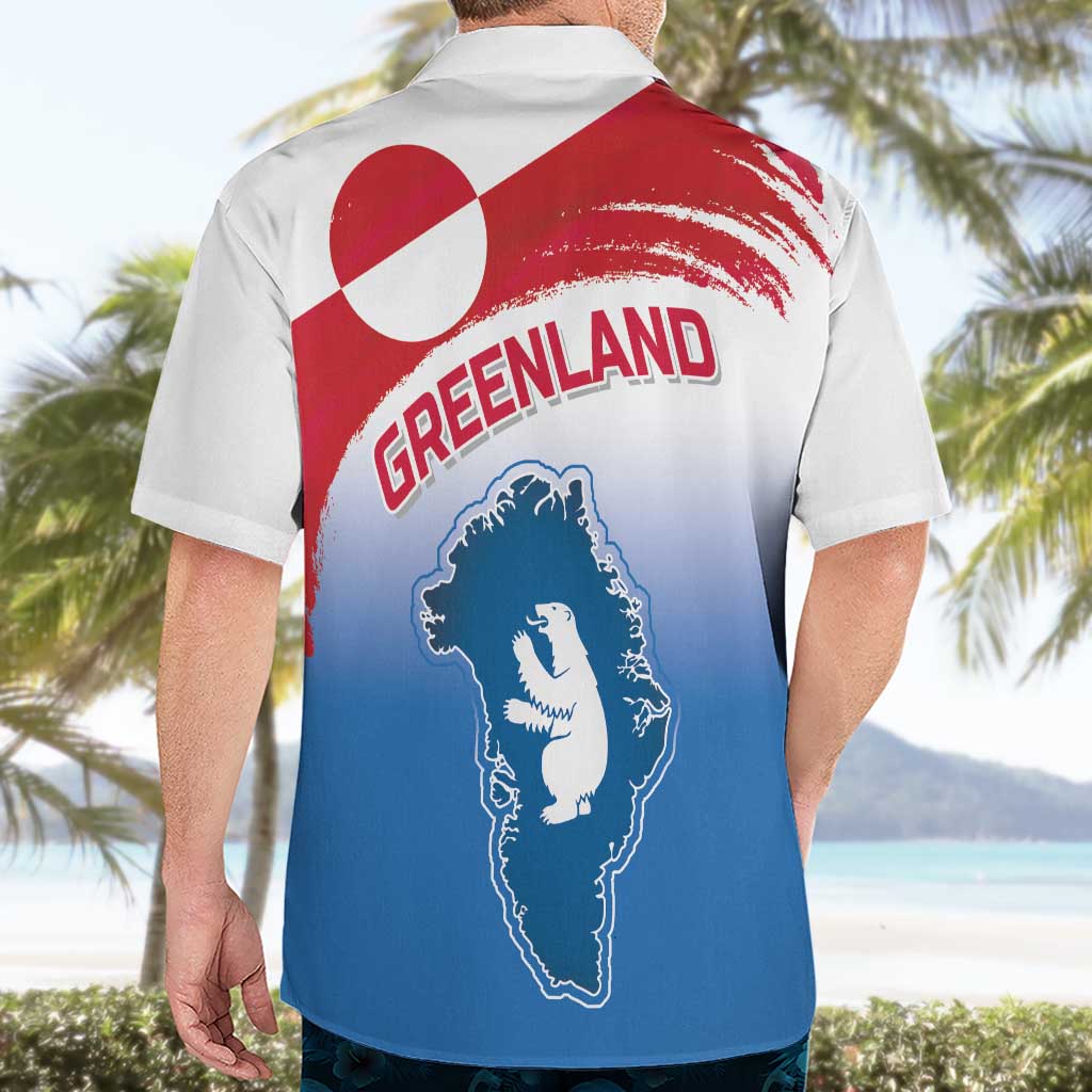 Greenland National Day Hawaiian Shirt National Country Flag and Emblem with The Map