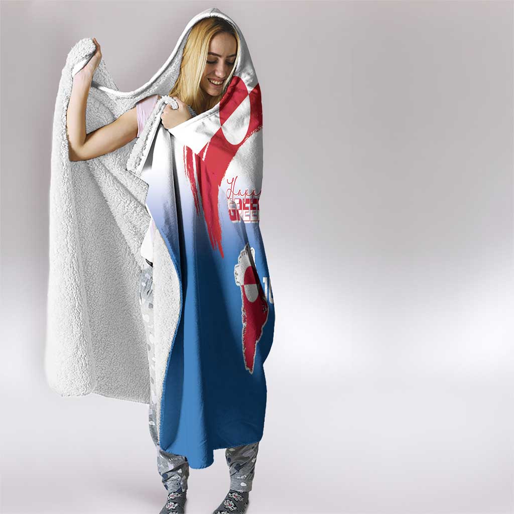 Greenland National Day Hooded Blanket National Country Flag and Emblem with The Map