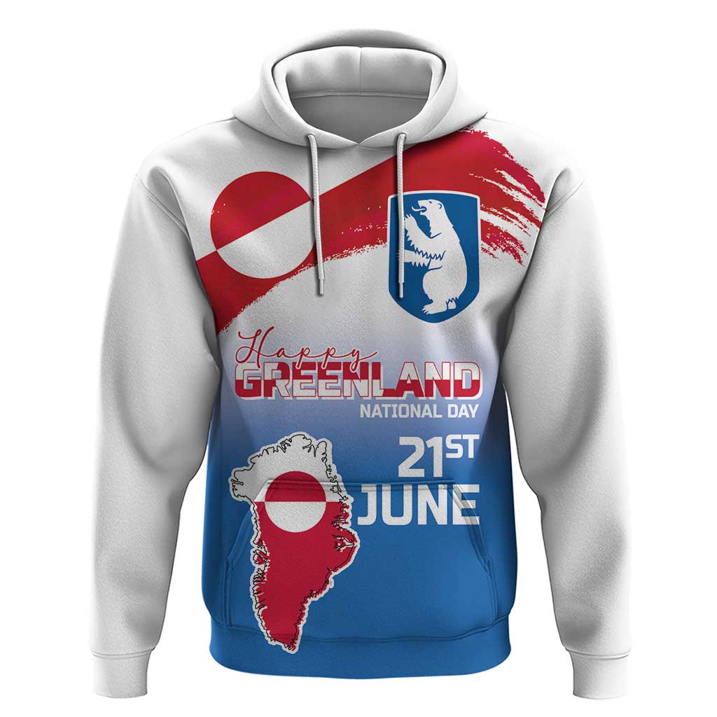 Greenland National Day Hoodie National Country Flag and Emblem with The Map