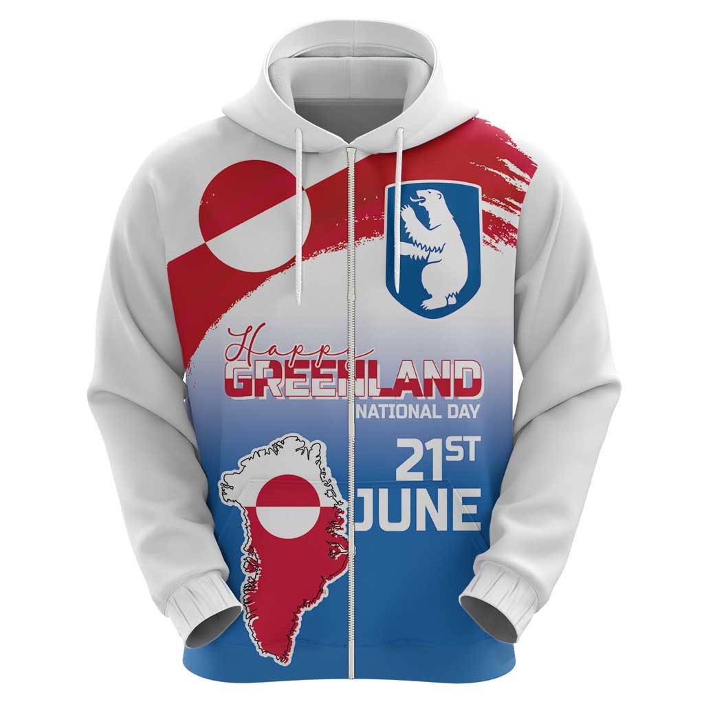 Greenland National Day Hoodie National Country Flag and Emblem with The Map