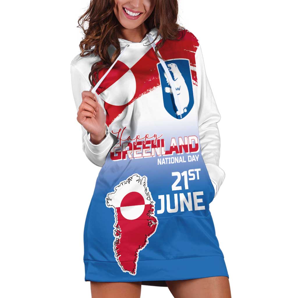 Greenland National Day Hoodie Dress National Country Flag and Emblem with The Map