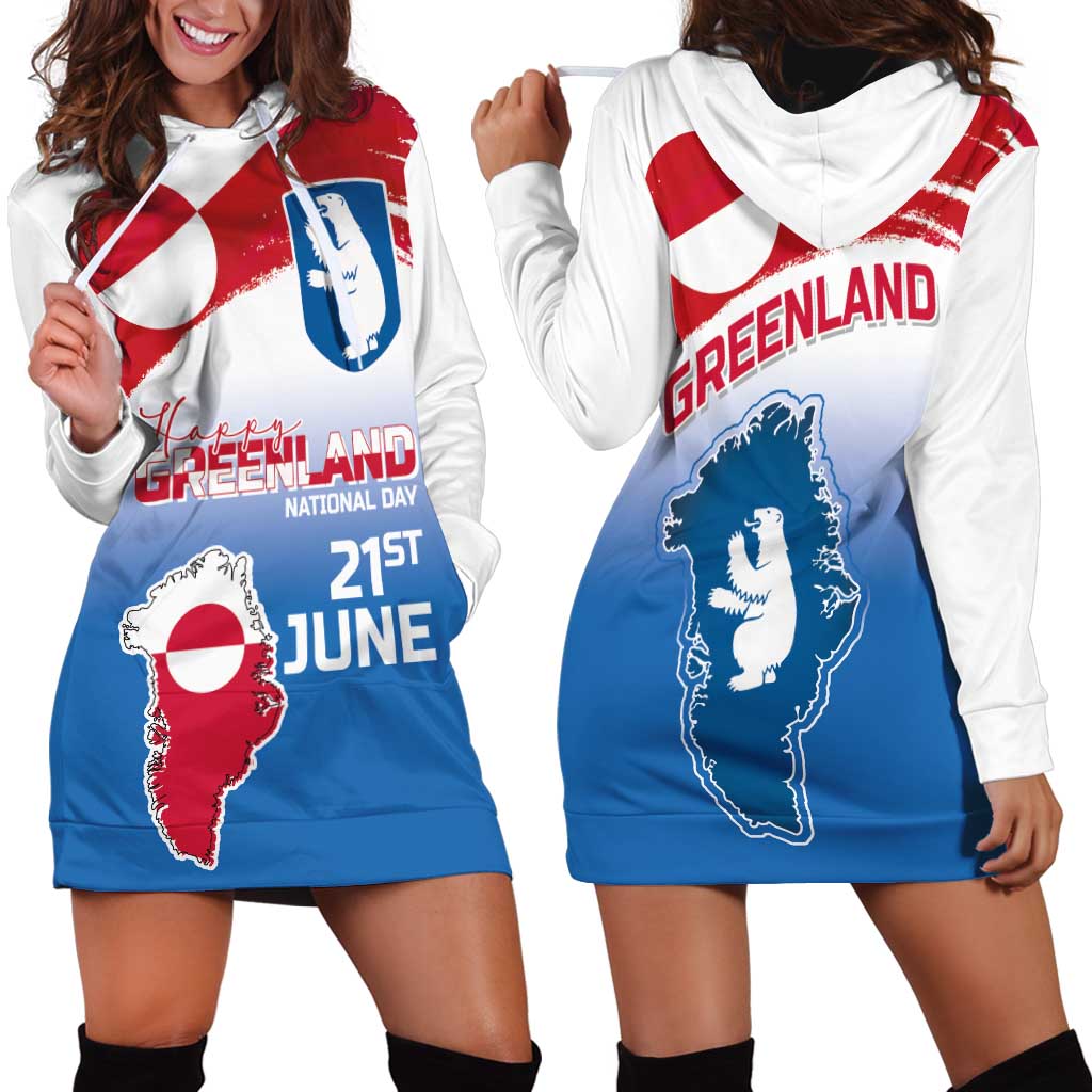 Greenland National Day Hoodie Dress National Country Flag and Emblem with The Map