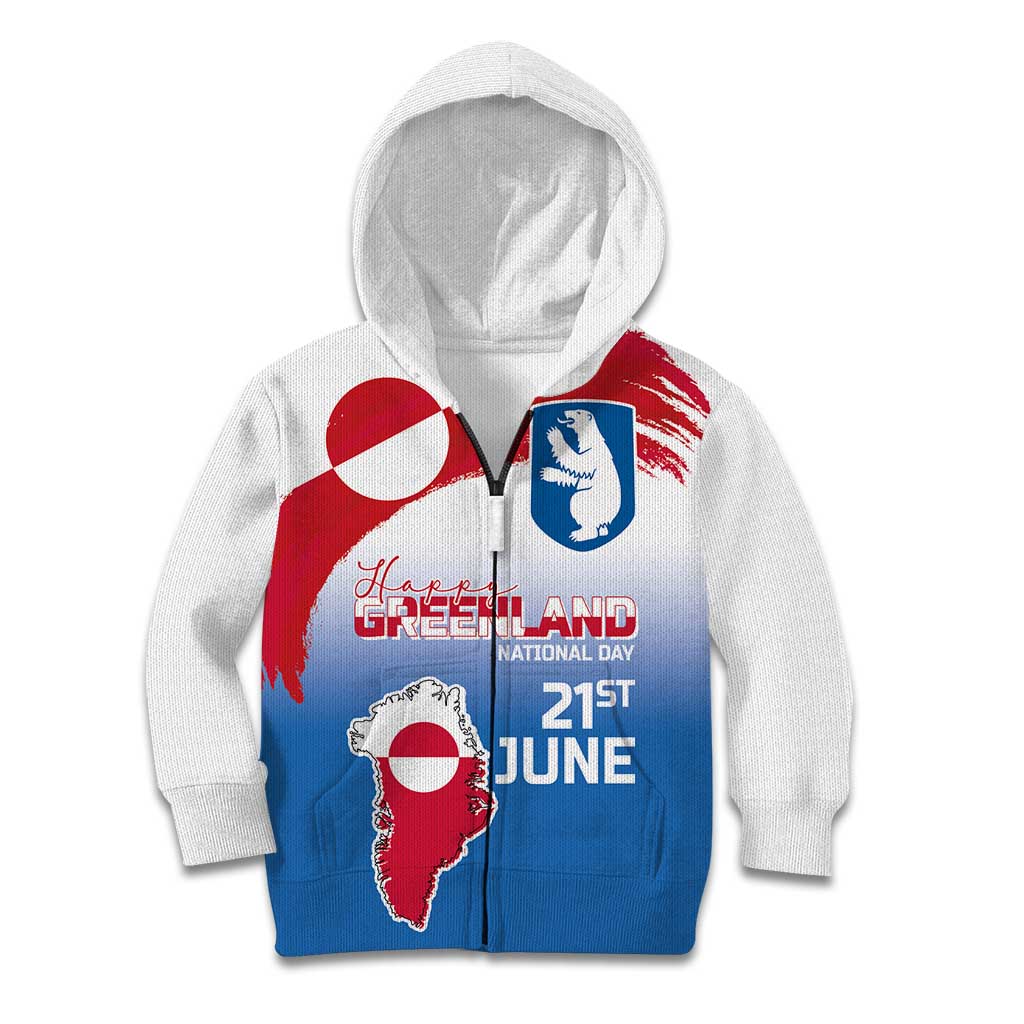 Greenland National Day Kid Hoodie National Country Flag and Emblem with The Map