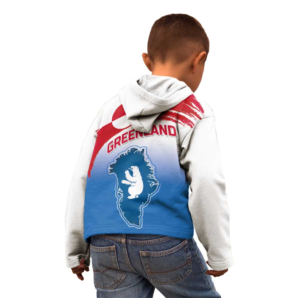 Greenland National Day Kid Hoodie National Country Flag and Emblem with The Map