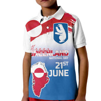 Greenland National Day Kid Polo Shirt National Country Flag and Emblem with The Map