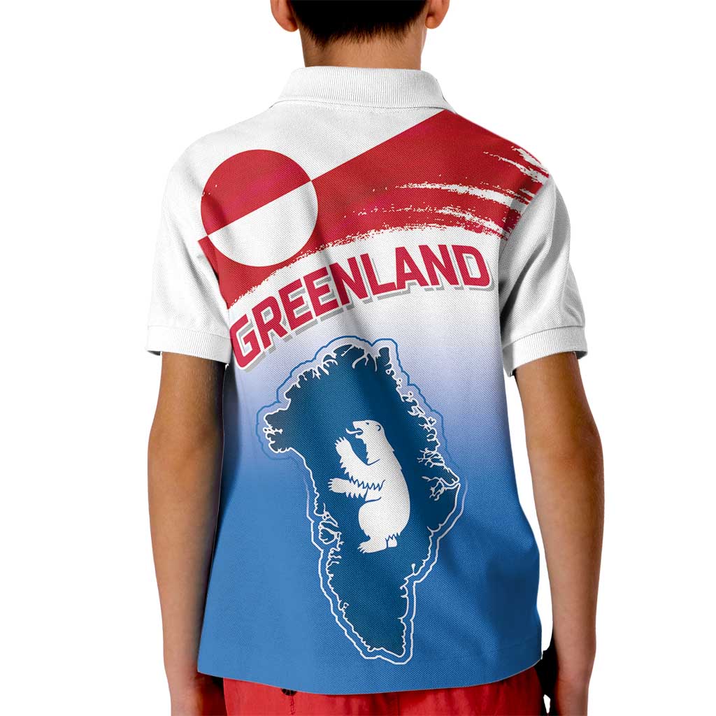 Greenland National Day Kid Polo Shirt National Country Flag and Emblem with The Map