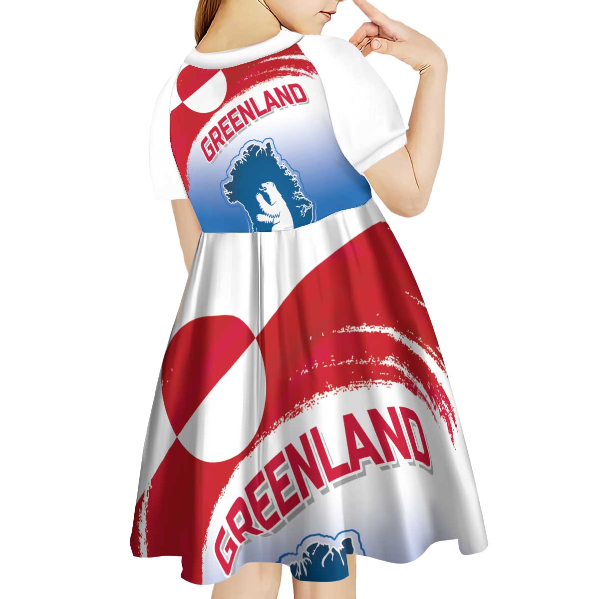 Greenland National Day Kid Short Sleeve Dress National Country Flag and Emblem with The Map