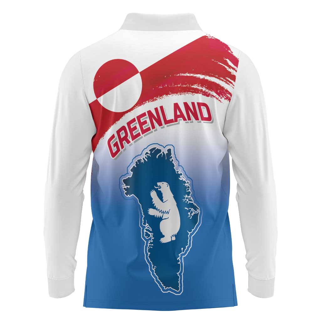 Greenland National Day Long Sleeve Polo Shirt National Country Flag and Emblem with The Map