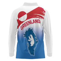 Greenland National Day Long Sleeve Polo Shirt National Country Flag and Emblem with The Map