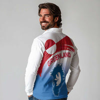 Greenland National Day Long Sleeve Polo Shirt National Country Flag and Emblem with The Map