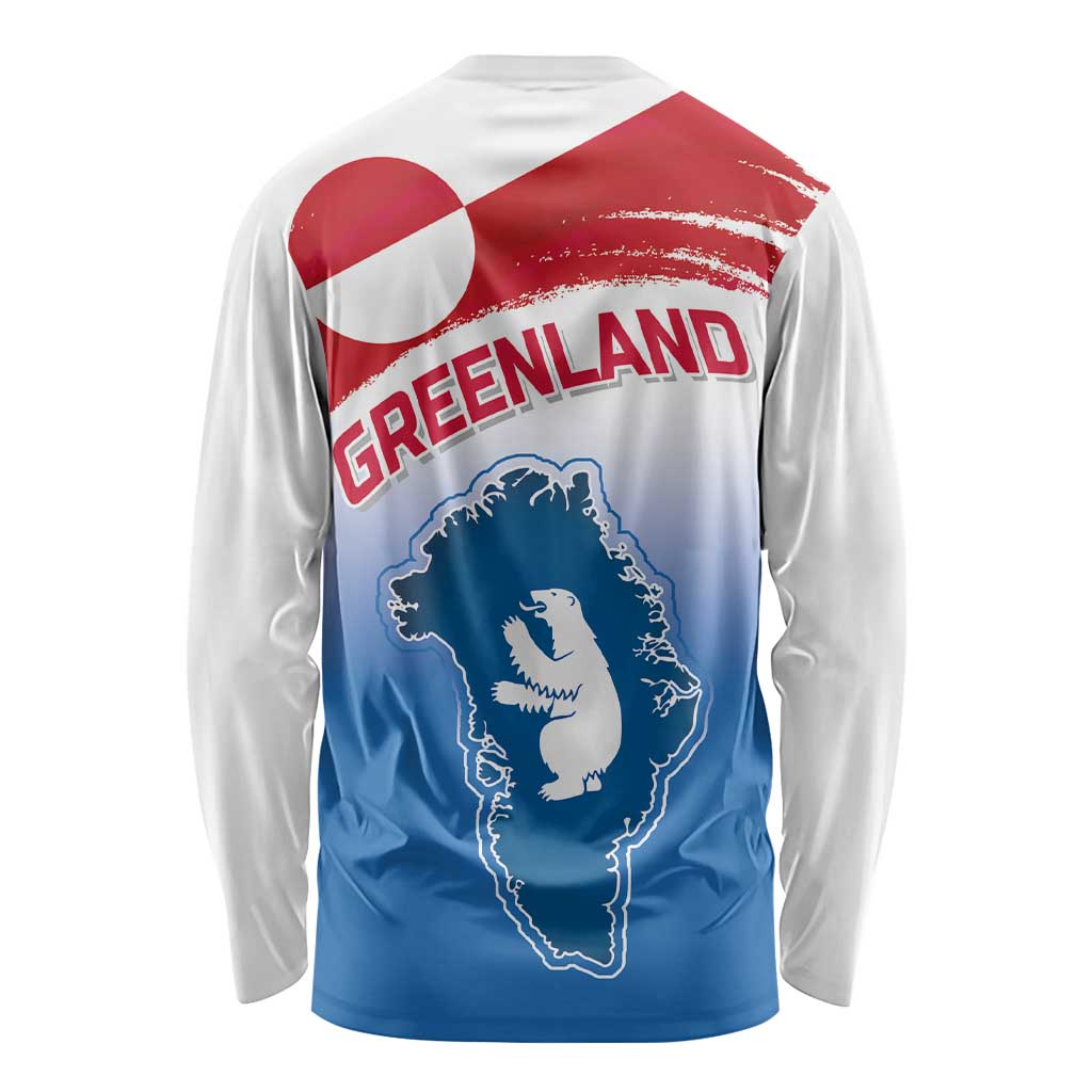 Greenland National Day Long Sleeve Shirt National Country Flag and Emblem with The Map