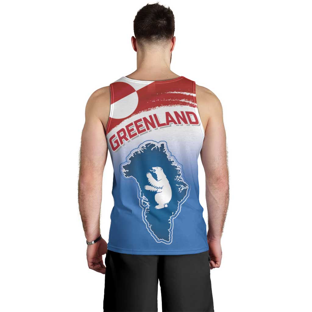 Greenland National Day Men Tank Top National Country Flag and Emblem with The Map