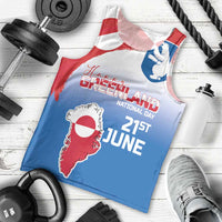 Greenland National Day Men Tank Top National Country Flag and Emblem with The Map