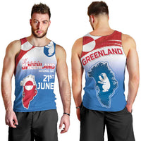 Greenland National Day Men Tank Top National Country Flag and Emblem with The Map