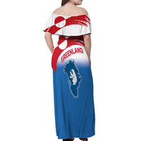 Greenland National Day Off Shoulder Maxi Dress National Country Flag and Emblem with The Map