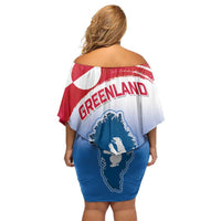Greenland National Day Off Shoulder Short Dress National Country Flag and Emblem with The Map