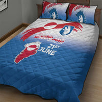 Greenland National Day Quilt Bed Set National Country Flag and Emblem with The Map