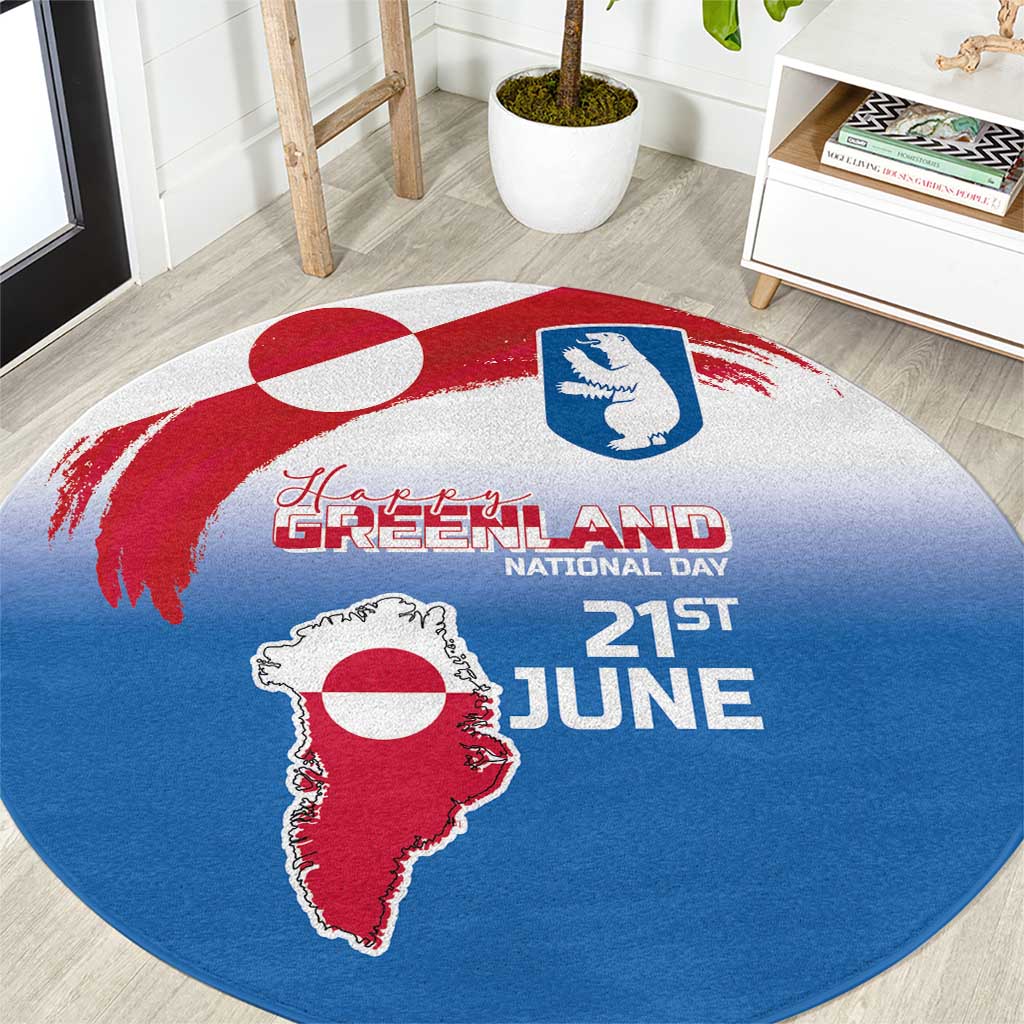 Greenland National Day Round Carpet National Country Flag and Emblem with The Map