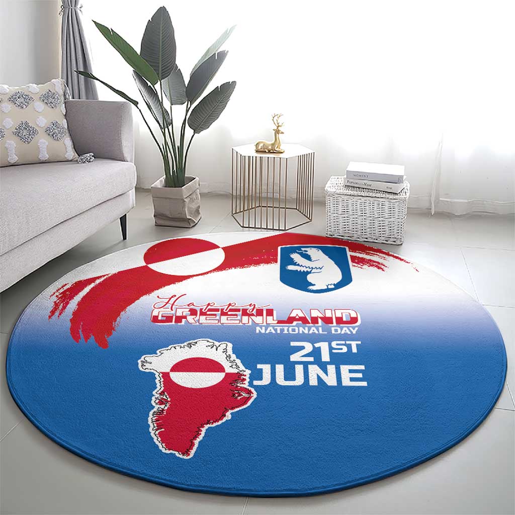 Greenland National Day Round Carpet National Country Flag and Emblem with The Map