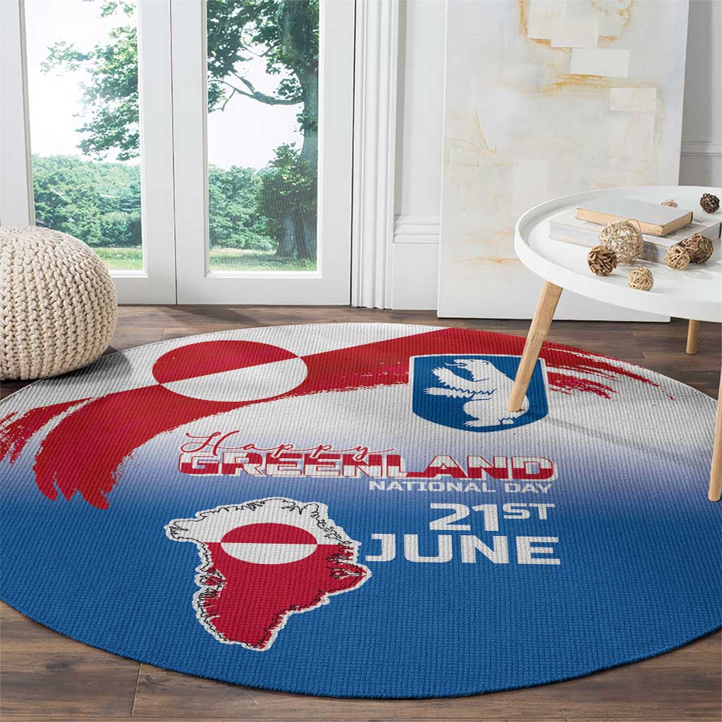 Greenland National Day Round Carpet National Country Flag and Emblem with The Map