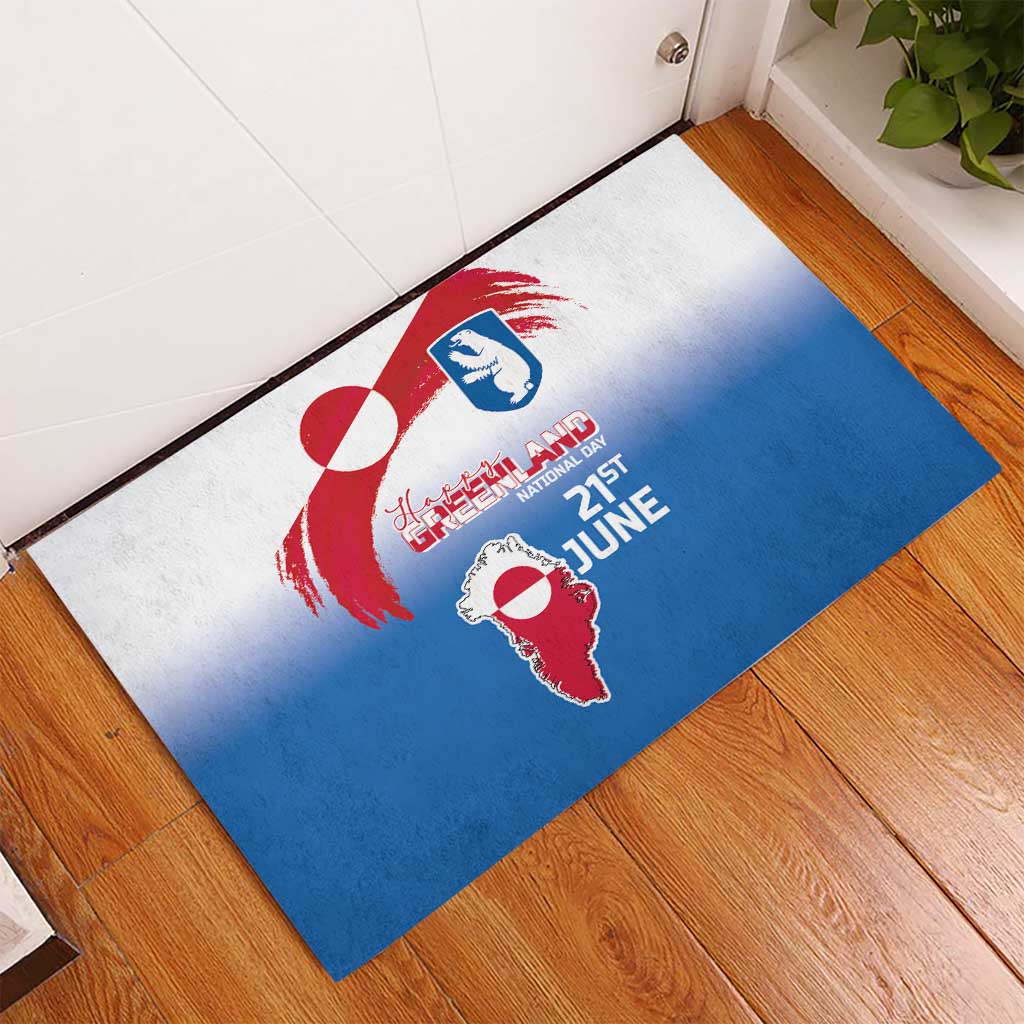 Greenland National Day Rubber Doormat National Country Flag and Emblem with The Map