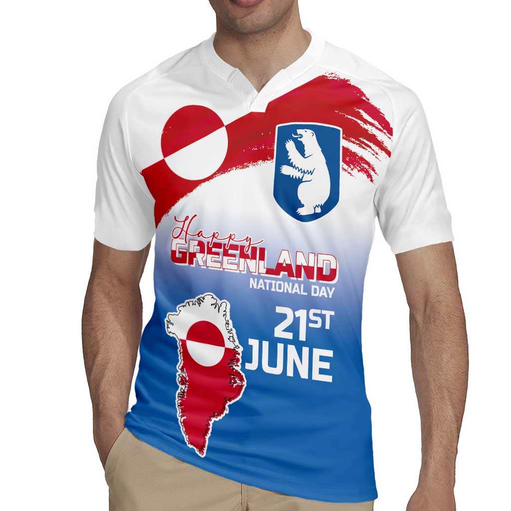 Greenland National Day Rugby Jersey National Country Flag and Emblem with The Map