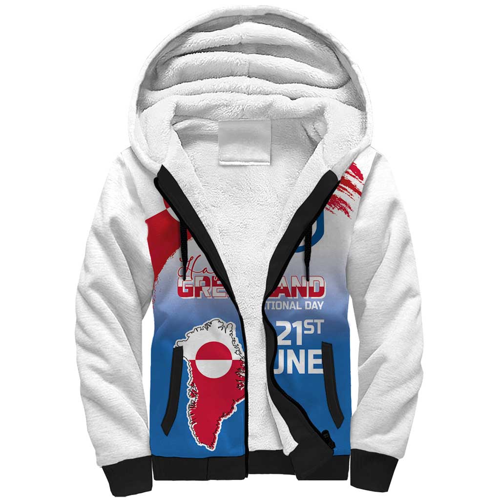 Greenland National Day Sherpa Hoodie National Country Flag and Emblem with The Map