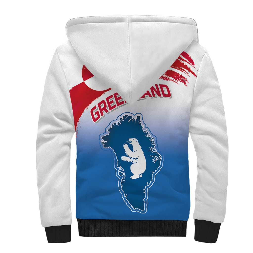 Greenland National Day Sherpa Hoodie National Country Flag and Emblem with The Map