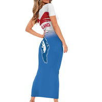 Greenland National Day Short Sleeve Bodycon Dress National Country Flag and Emblem with The Map