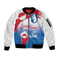 Greenland National Day Sleeve Zip Bomber Jacket National Country Flag and Emblem with The Map