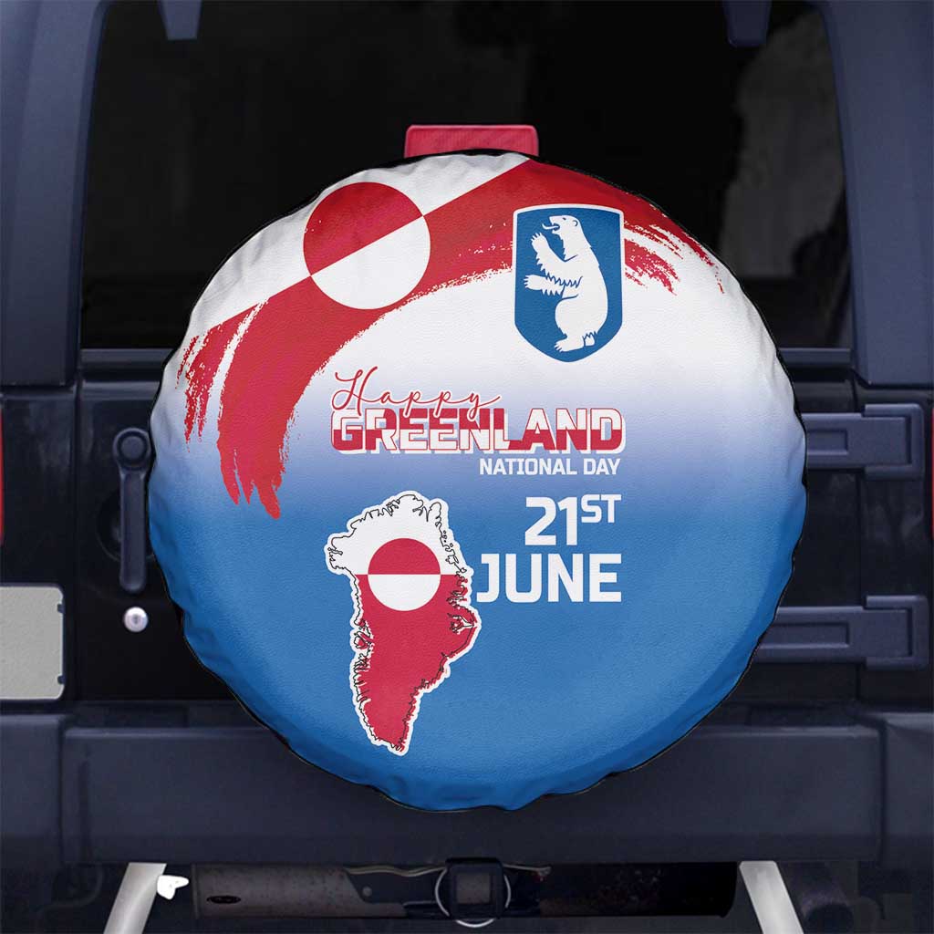 Greenland National Day Spare Tire Cover National Country Flag and Emblem with The Map