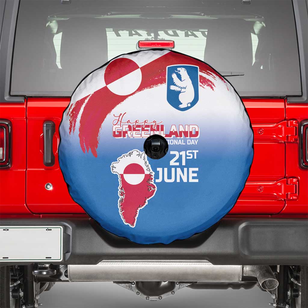 Greenland National Day Spare Tire Cover National Country Flag and Emblem with The Map