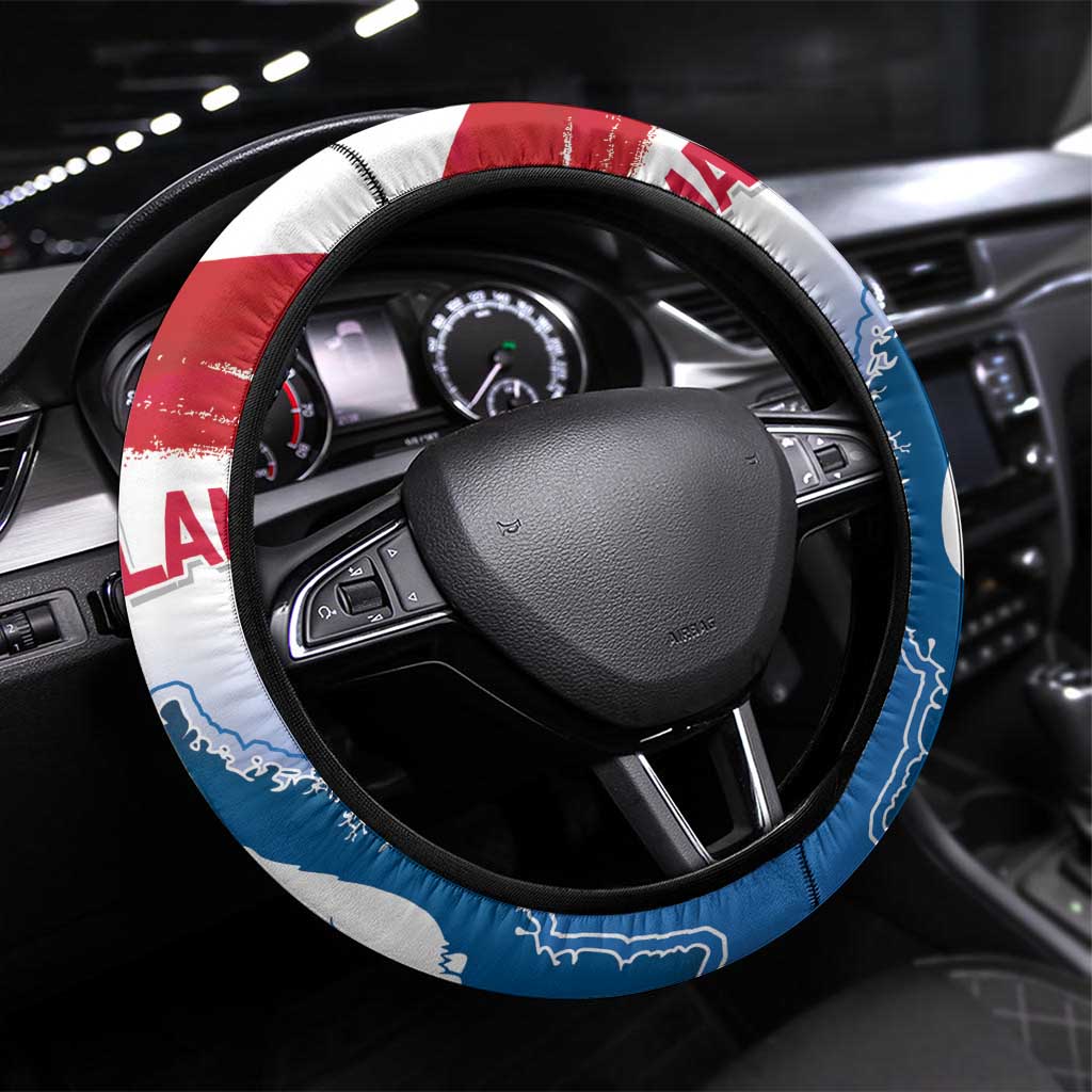 Greenland National Day Steering Wheel Cover National Country Flag and Emblem with The Map