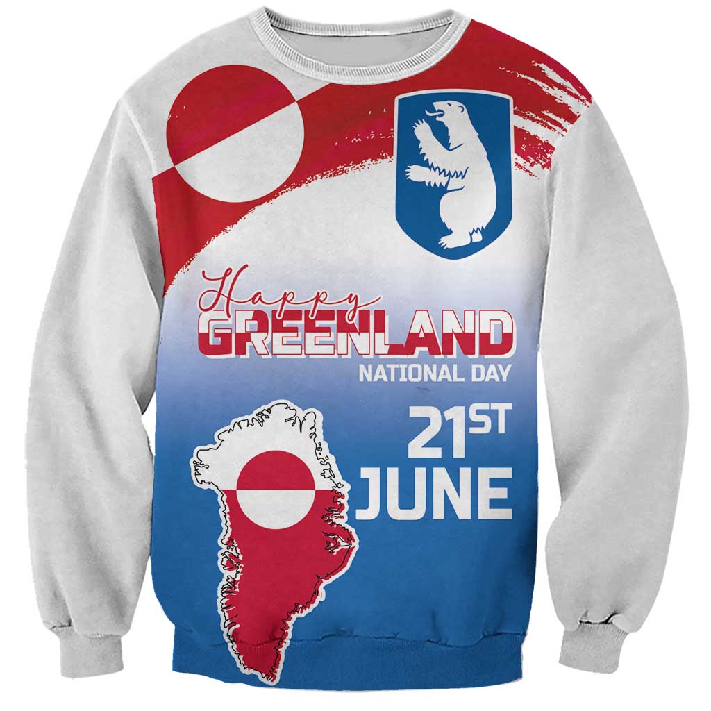 Greenland National Day Sweatshirt National Country Flag and Emblem with The Map
