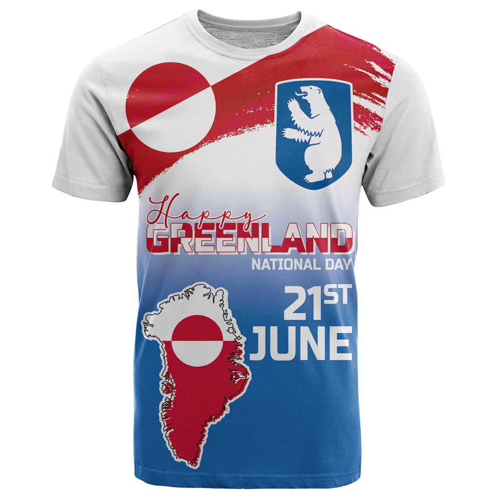 Greenland National Day T Shirt National Country Flag and Emblem with The Map