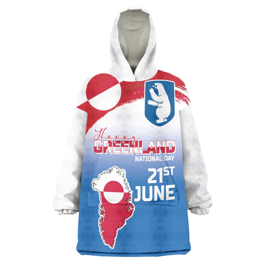 Greenland National Day Wearable Blanket Hoodie National Country Flag and Emblem with The Map