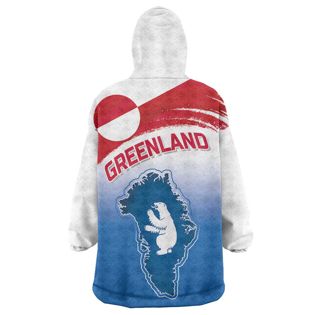 Greenland National Day Wearable Blanket Hoodie National Country Flag and Emblem with The Map