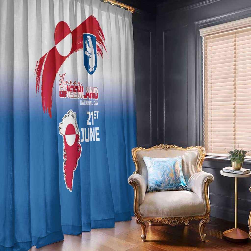 Greenland National Day Window Curtain National Country Flag and Emblem with The Map