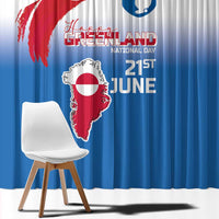 Greenland National Day Window Curtain National Country Flag and Emblem with The Map