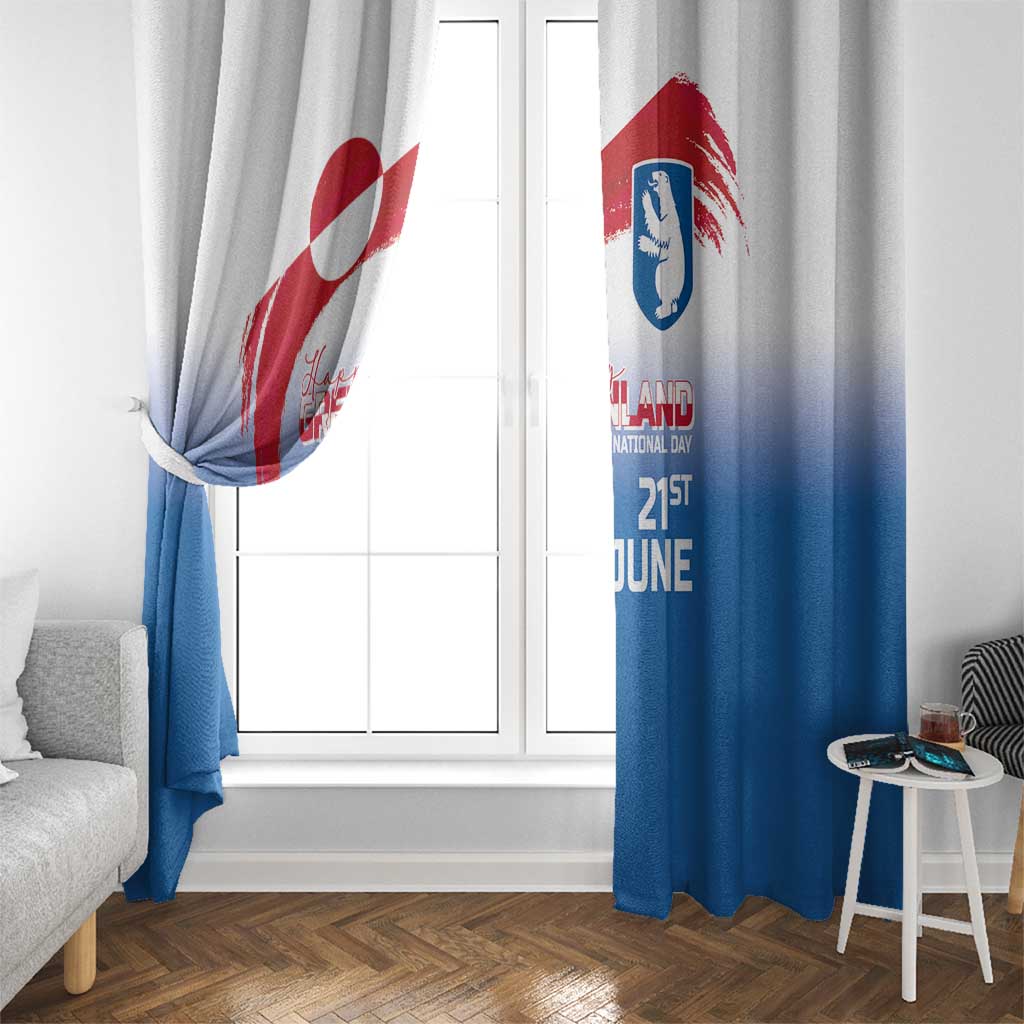 Greenland National Day Window Curtain National Country Flag and Emblem with The Map