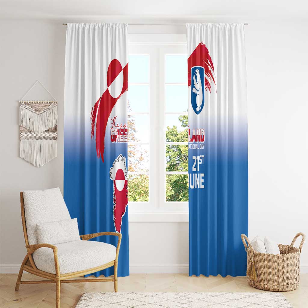 Greenland National Day Window Curtain National Country Flag and Emblem with The Map