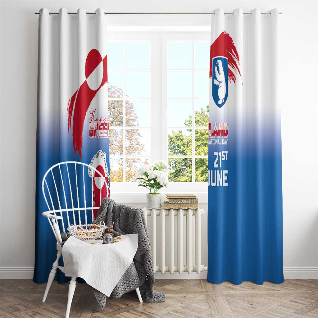 Greenland National Day Window Curtain National Country Flag and Emblem with The Map